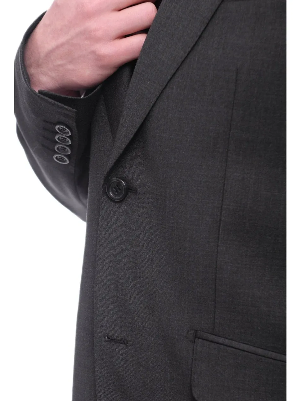 Napoli Classic Fit Solid Charcoal Gray Wool Cashmere Blend Suit Wide Peak Lapels