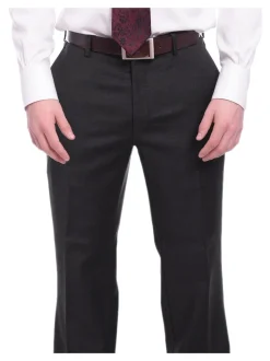 Napoli Classic Fit Solid Charcoal Gray Wool Cashmere Blend Suit Wide Peak Lapels