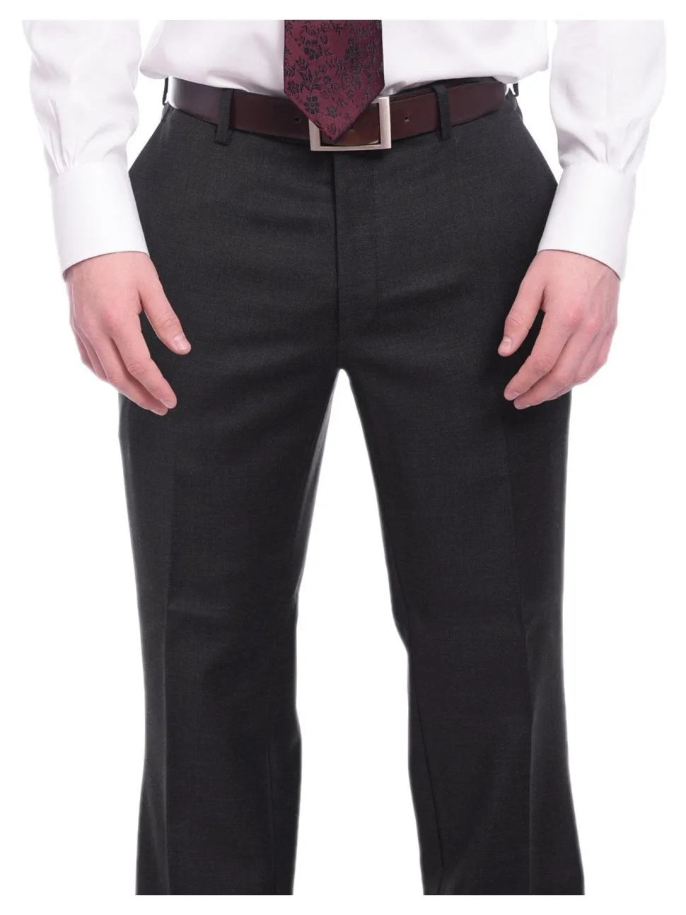 Napoli Classic Fit Solid Charcoal Gray Wool Cashmere Blend Suit Wide Peak Lapels
