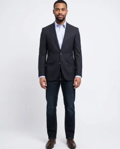 Napoli Classic Fit Solid Navy Blue Half Canvassed Wool Blazer Sportcoat