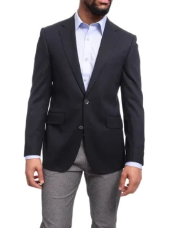 Napoli Classic Fit Solid Navy Blue Half Canvassed Wool Blazer Sportcoat
