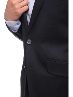 Napoli Classic Fit Solid Navy Blue Half Canvassed Wool Blazer Sportcoat