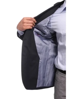 Napoli Classic Fit Solid Navy Blue Half Canvassed Wool Blazer Sportcoat