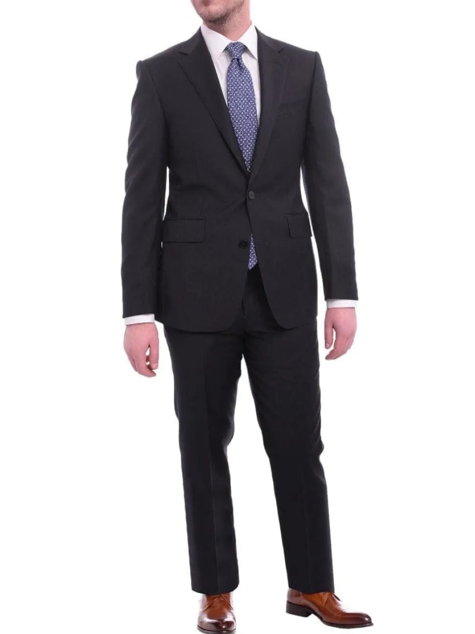 Napoli Classic Fit Solid Navy Blue Two Button Half Canvassed Wool Cashmere Suit
