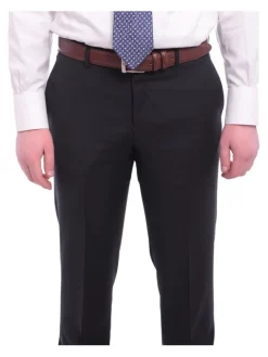 Napoli Classic Fit Solid Navy Blue Two Button Half Canvassed Wool Cashmere Suit