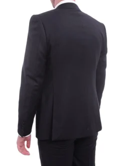 Napoli Classic Fit Solid Navy Blue Two Button Half Canvassed Wool Cashmere Suit