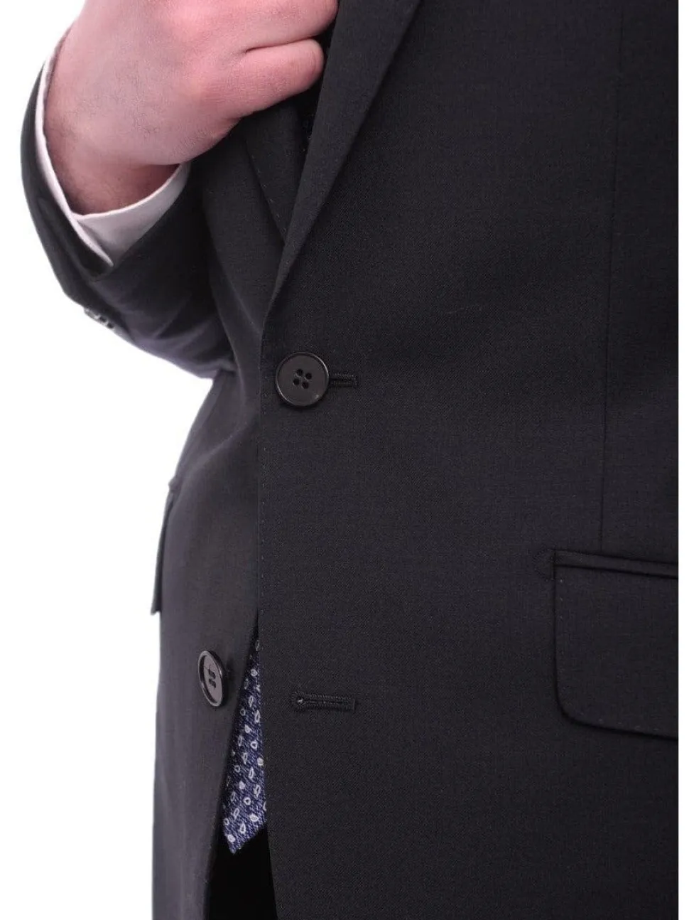 Napoli Classic Fit Solid Navy Blue Two Button Half Canvassed Wool Cashmere Suit