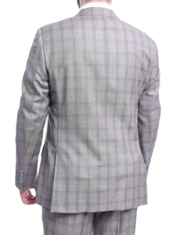 Napoli Classic Fit Taupe Plaid Half Canvassed Tallia Delfino Wool Suit