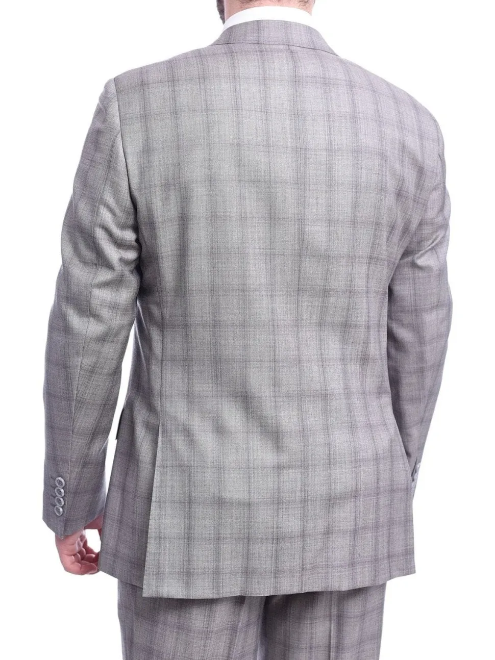 Napoli Classic Fit Taupe Plaid Half Canvassed Tallia Delfino Wool Suit