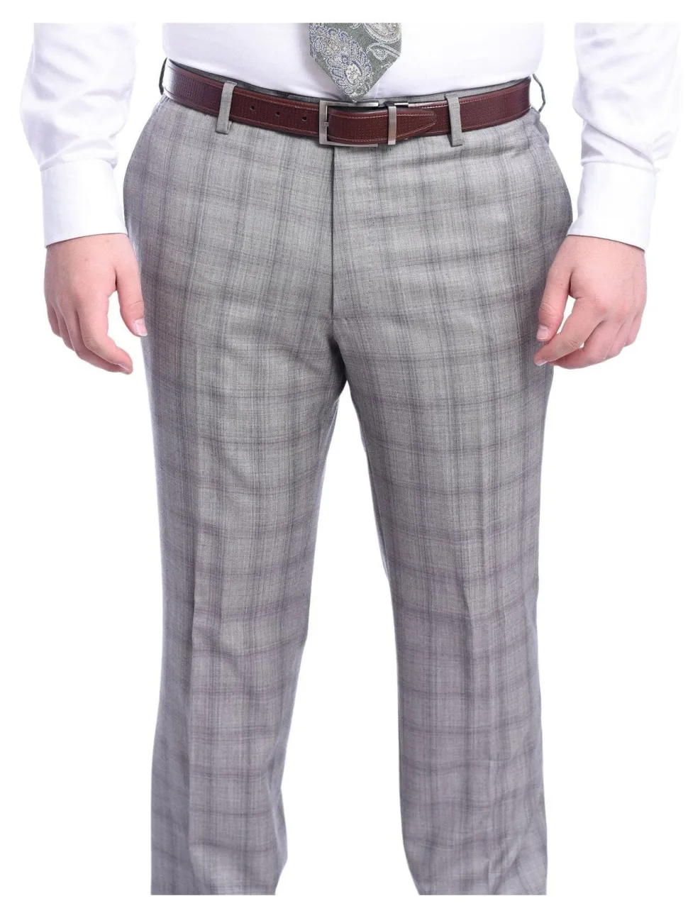 Napoli Classic Fit Taupe Plaid Half Canvassed Tallia Delfino Wool Suit