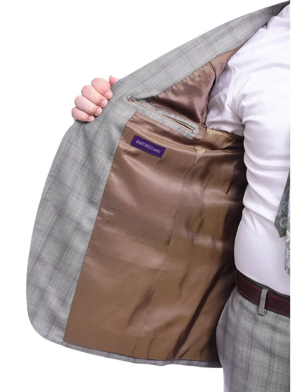 Napoli Classic Fit Taupe Plaid Half Canvassed Tallia Delfino Wool Suit