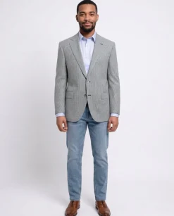 Napoli Classic Fit Turquoise Check Half Canvassed Marzotto Wool Blazer Sportcoat