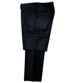 Napoli Mens Black Tonal Weave Notch Lapel Slim Fit 2-Button Wool Suit with Ticket Pocket - 44L