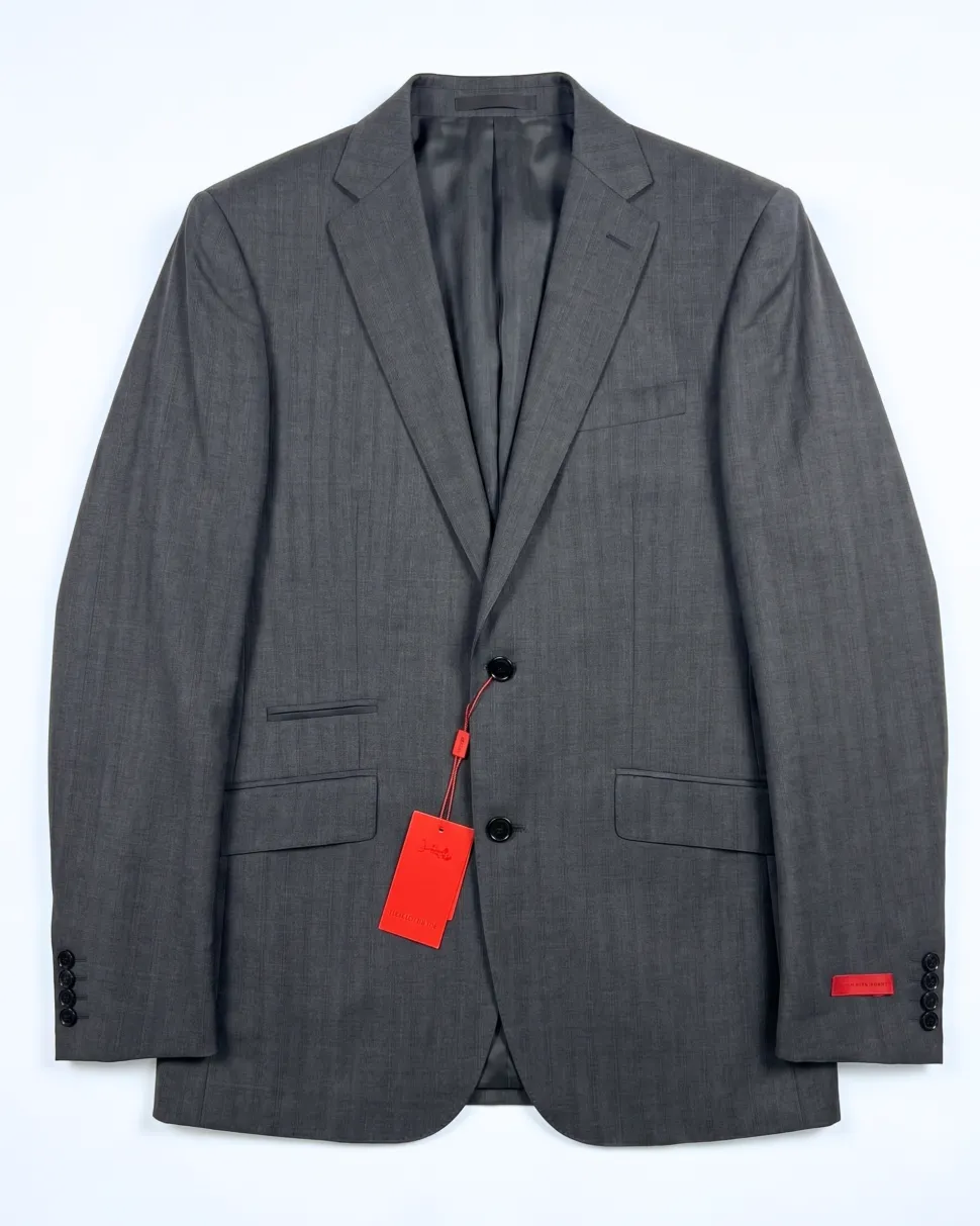 Napoli Mens Blue-Gray Subtle Pinstripe Notch Lapel Classic Fit 2-Button Wool Suit with Ticket Pocket - 40L