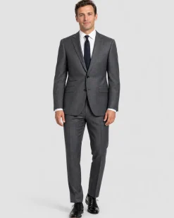 Napoli Mens Blue-Gray Subtle Pinstripe Notch Lapel Classic Fit 2-Button Wool Suit with Ticket Pocket - 40L