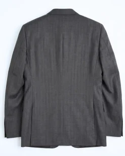 Napoli Mens Blue-Gray Subtle Pinstripe Notch Lapel Classic Fit 2-Button Wool Suit with Ticket Pocket - 40L