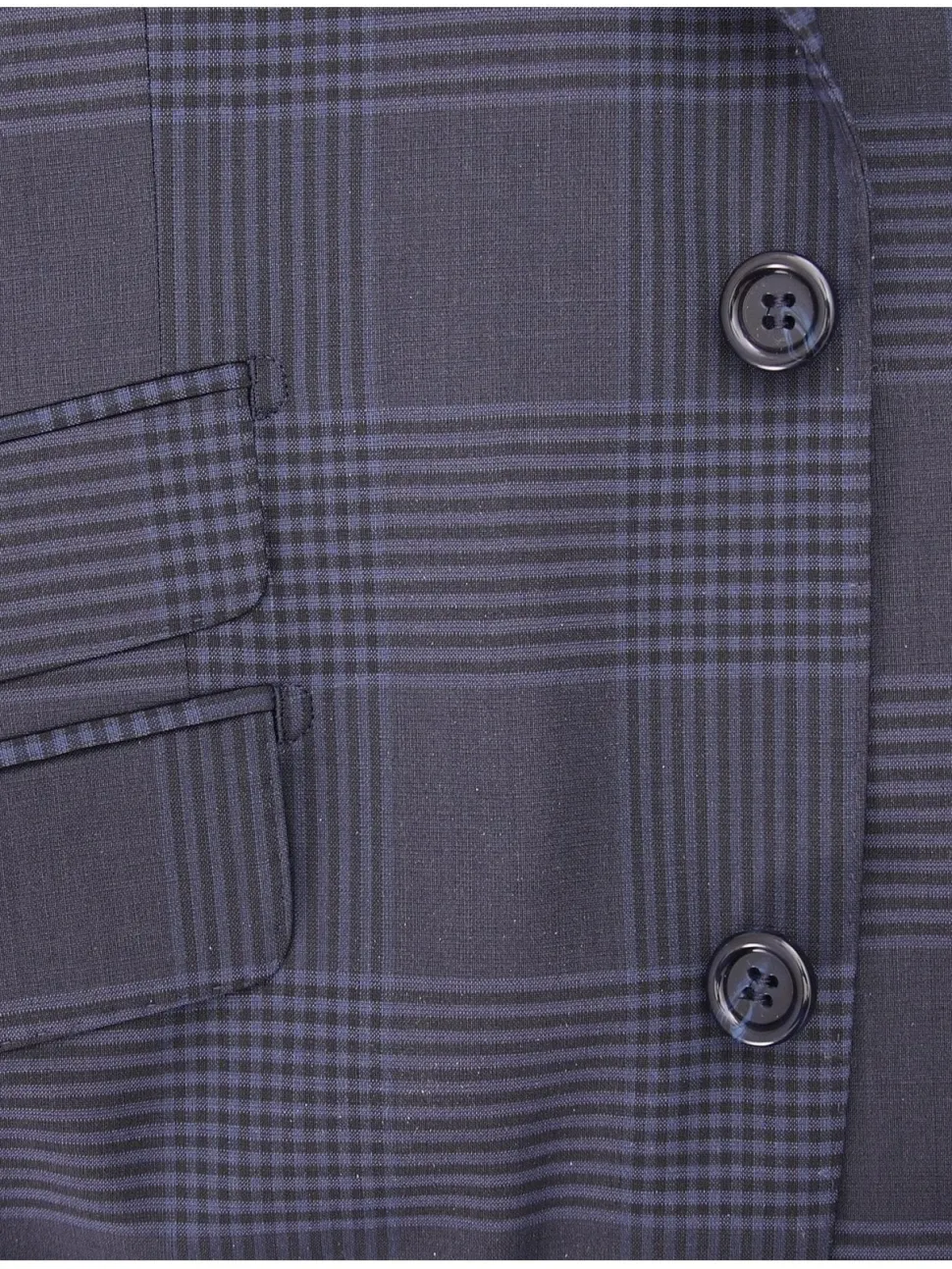 Napoli Mens Blue Plaid Half Canvassed Wool Slim Fit Suit With Peak Lapels