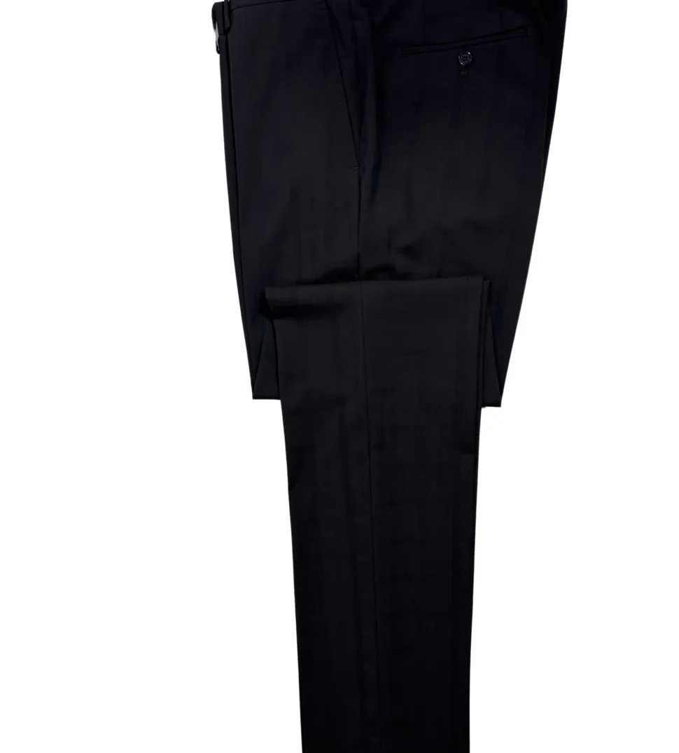 Napoli Mens Dark Charcoal Windowpane Notch Lapel Slim Fit 2-Button Wool Suit - 44L