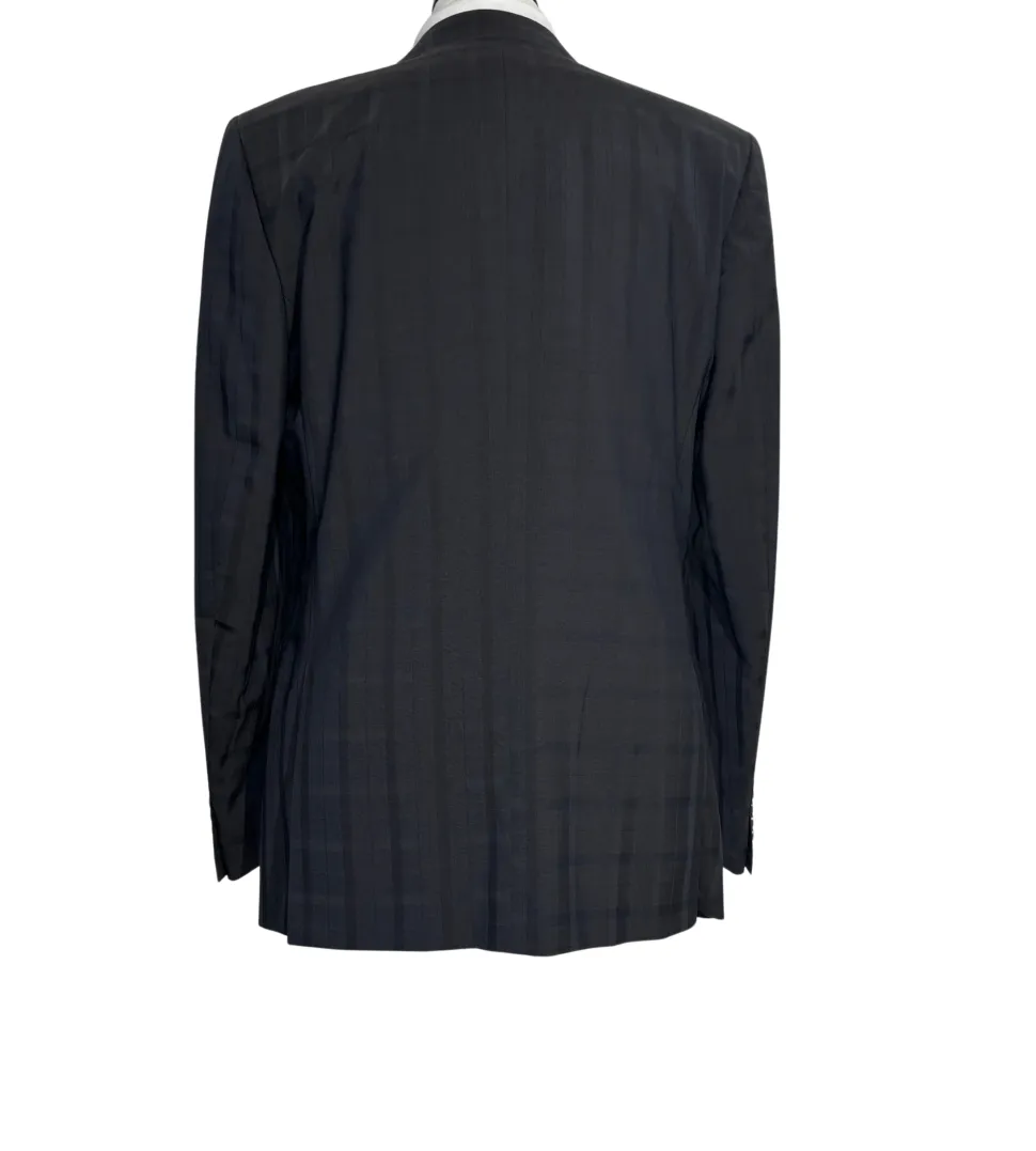 Napoli Mens Dark Charcoal Windowpane Notch Lapel Slim Fit 2-Button Wool Suit - 44L
