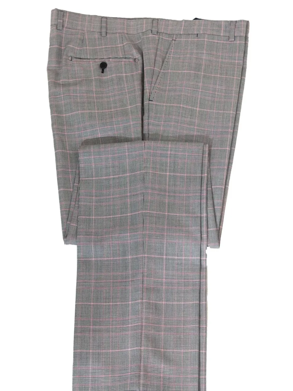 Napoli Mens 46L Black & White Plaid Super 150s Wool Classic Fit 2 Piece Suit