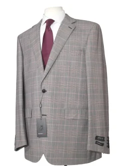 Napoli Mens 46L Black & White Plaid Super 150s Wool Classic Fit 2 Piece Suit