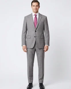 Napoli Mens 46L Black & White Plaid Super 150s Wool Classic Fit 2 Piece Suit