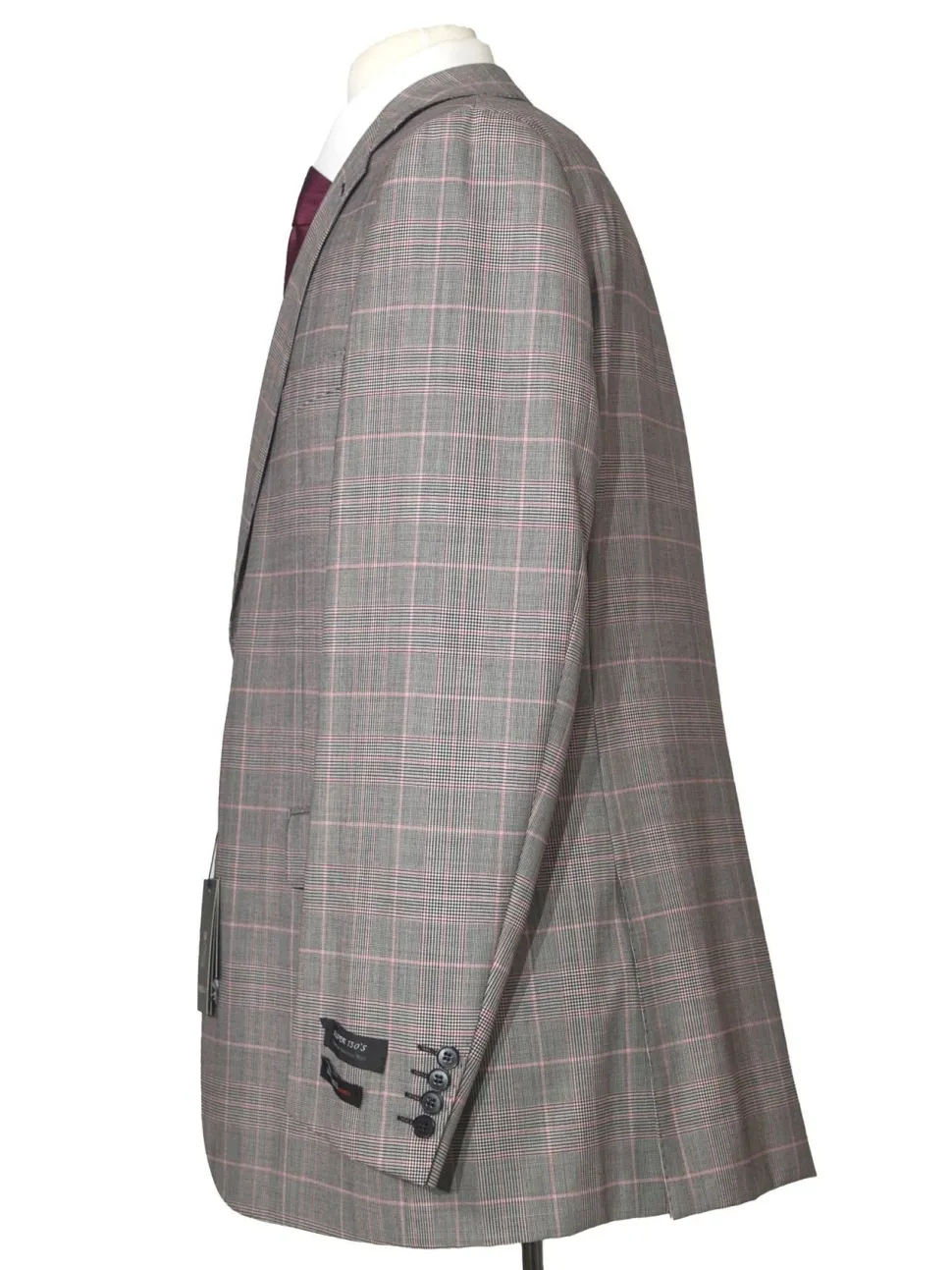 Napoli Mens 46L Black & White Plaid Super 150s Wool Classic Fit 2 Piece Suit