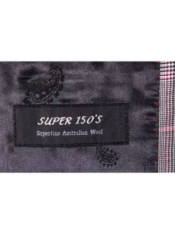 Napoli Mens 46L Black & White Plaid Super 150s Wool Classic Fit 2 Piece Suit