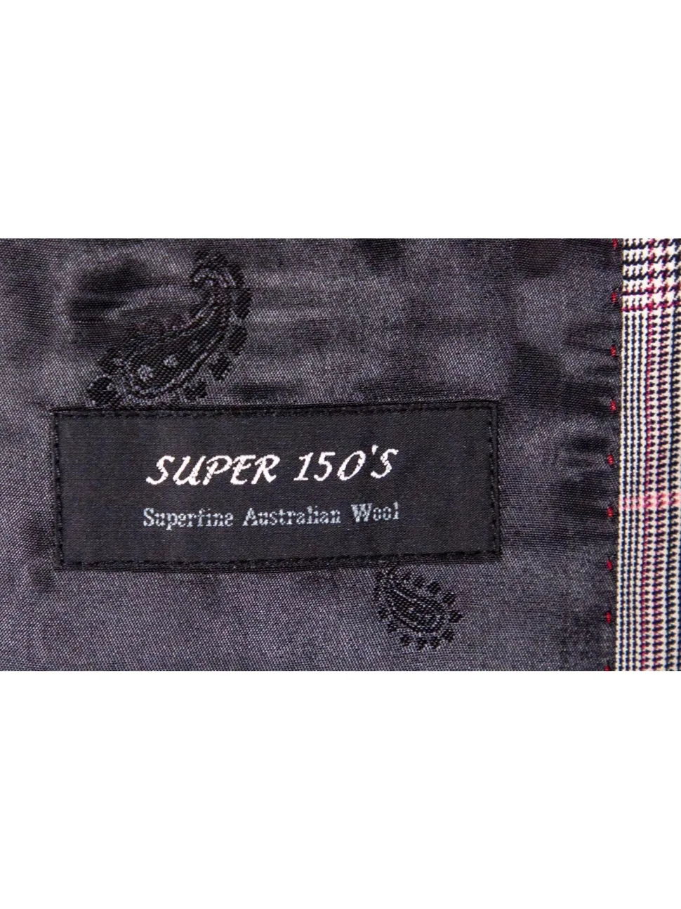 Napoli Mens 46L Black & White Plaid Super 150s Wool Classic Fit 2 Piece Suit