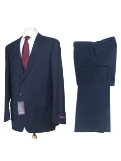 Napoli Mens 48L Blue Check 100% Wool 2 Piece Classic Fit Suit