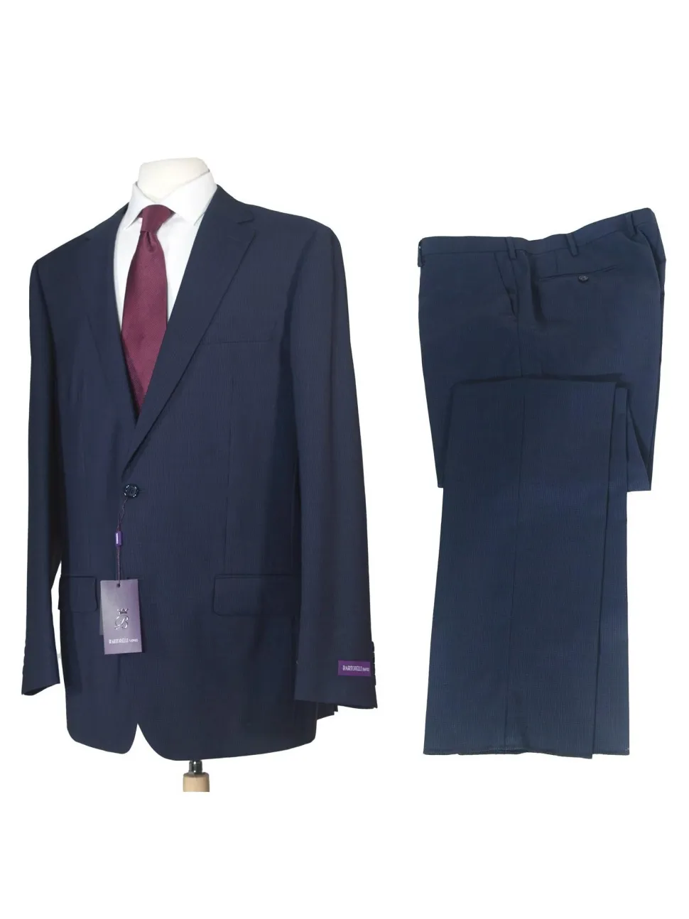 Napoli Mens 48L Blue Check 100% Wool 2 Piece Classic Fit Suit