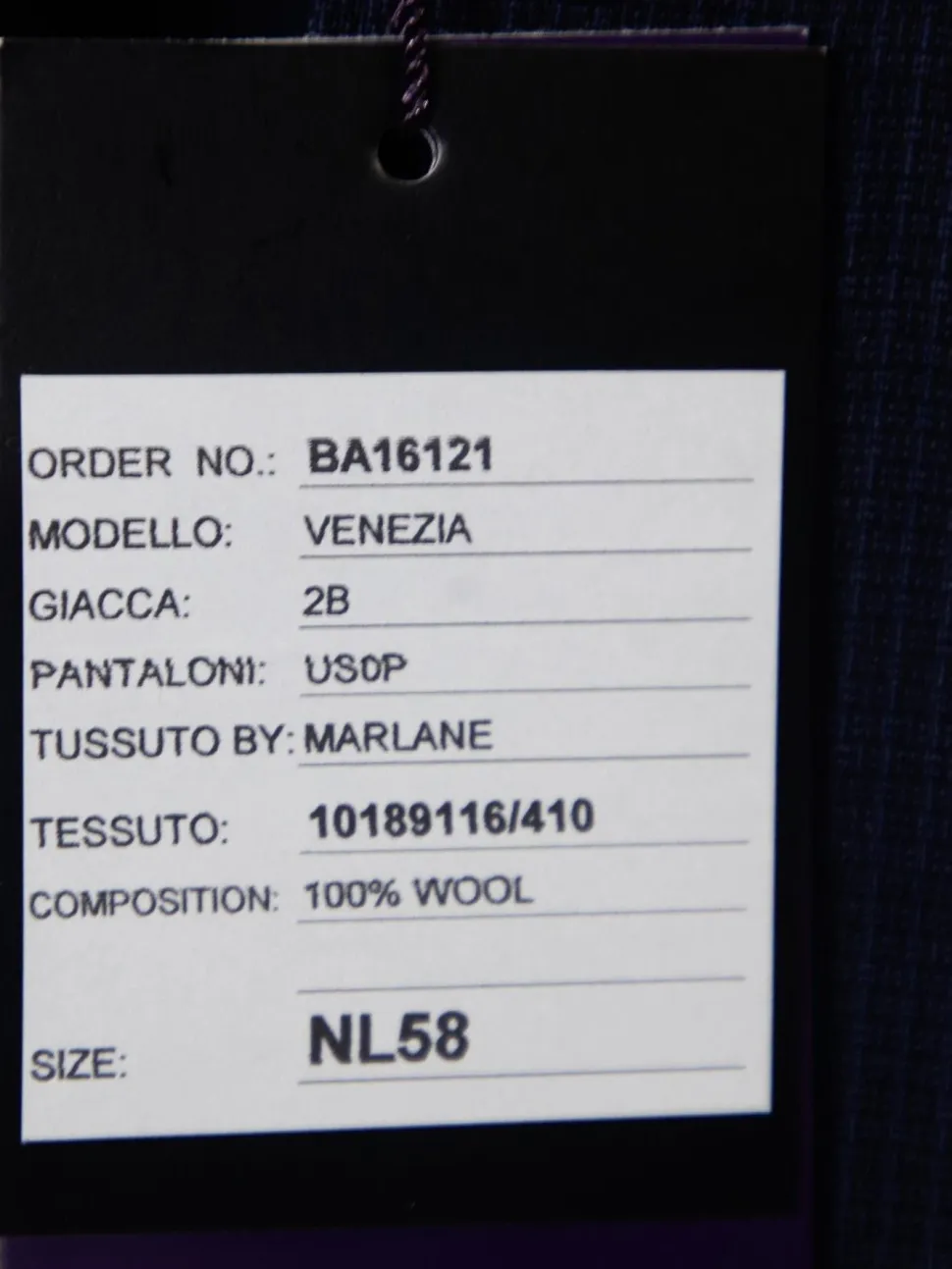 Napoli Mens 48L Blue Check 100% Wool 2 Piece Classic Fit Suit