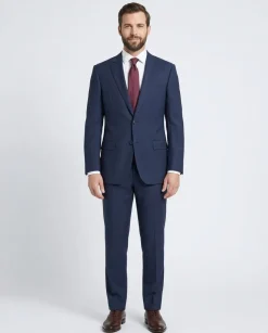Napoli Mens 48L Blue Check 100% Wool 2 Piece Classic Fit Suit