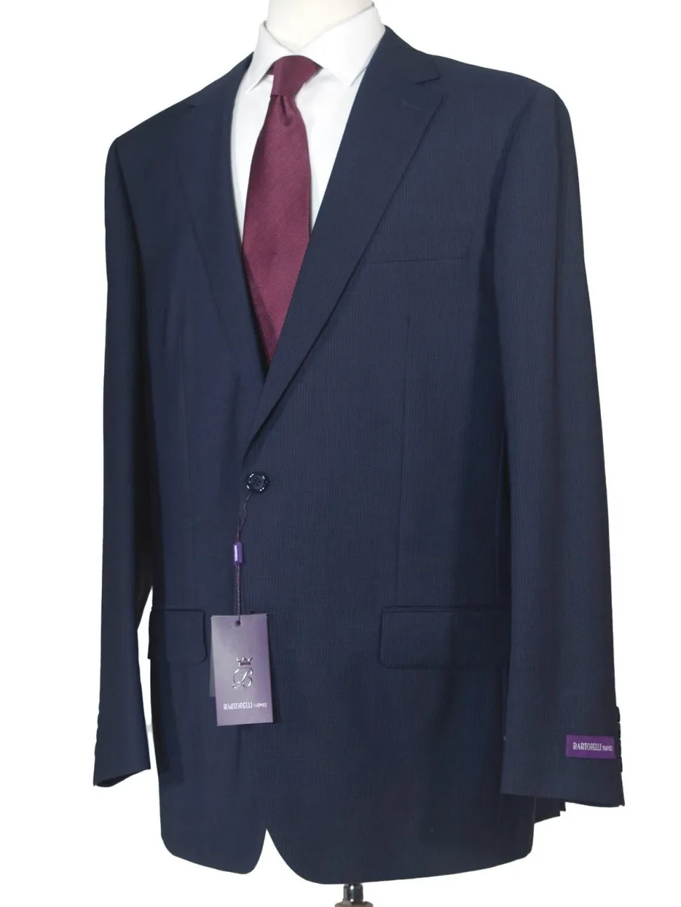 Napoli Mens 48L Blue Check 100% Wool 2 Piece Classic Fit Suit