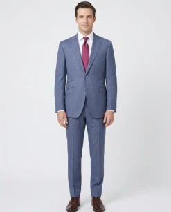 Napoli Mens 46L Blue V.B.C. 100% Wool Slim Fit 2 Piece Suit