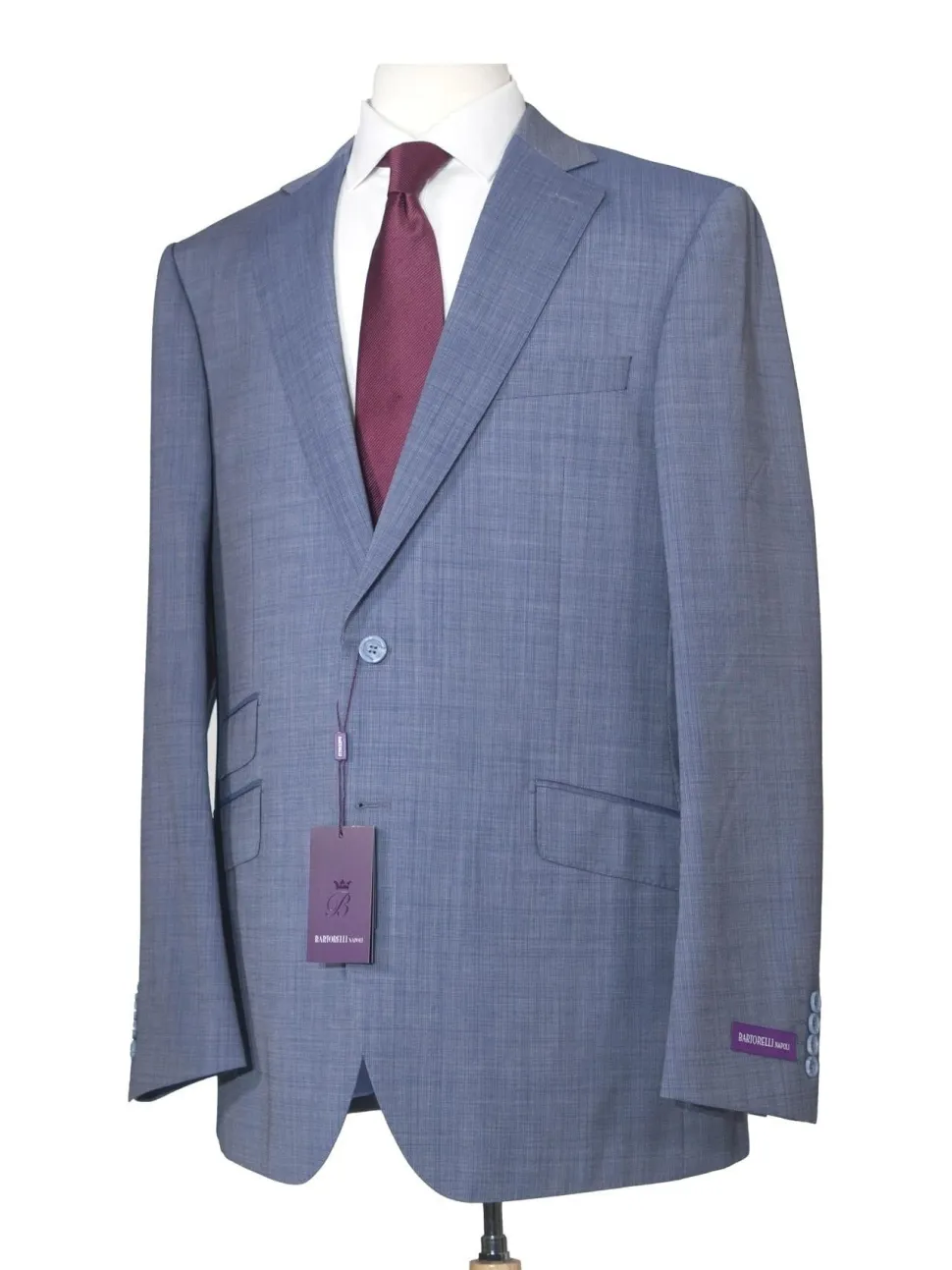Napoli Mens 46L Blue V.B.C. 100% Wool Slim Fit 2 Piece Suit
