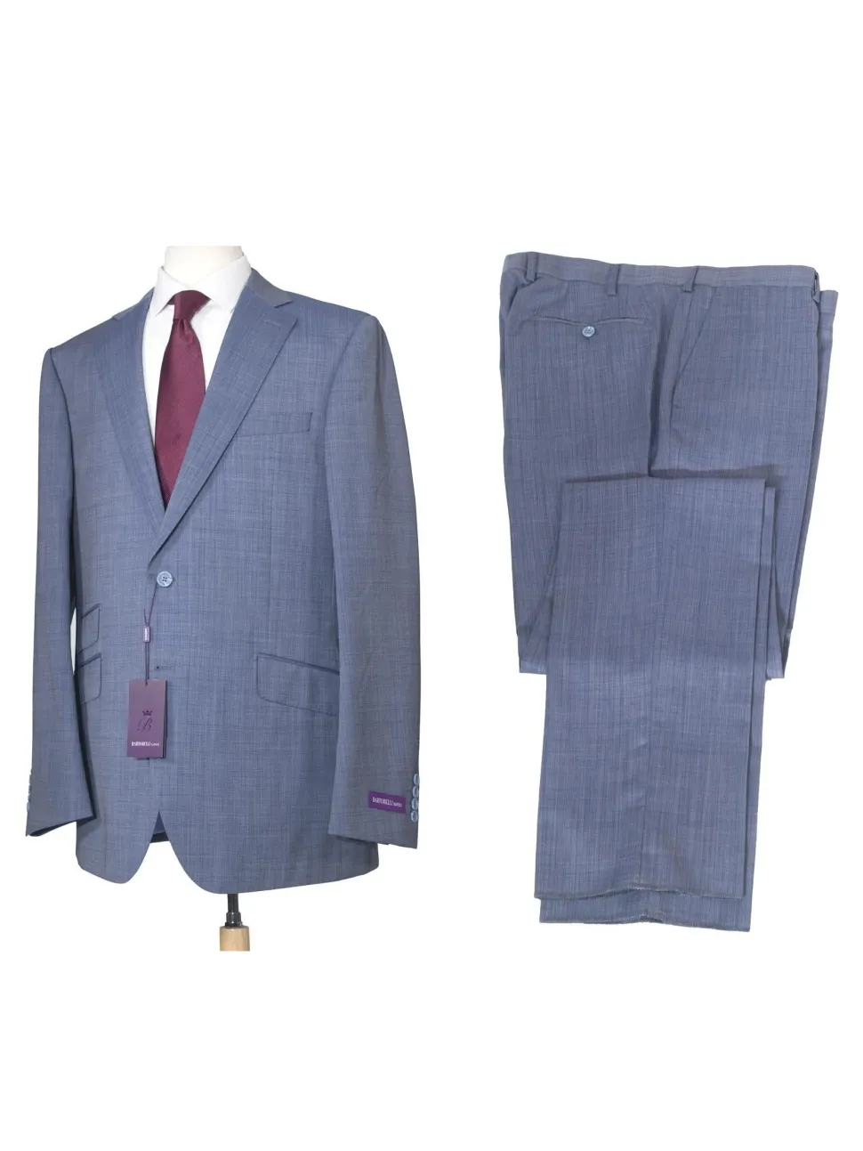 Napoli Mens 46L Blue V.B.C. 100% Wool Slim Fit 2 Piece Suit