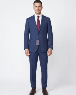 Napoli Mens 42L Blue 100% Wool Classic Fit 2 Piece Suit