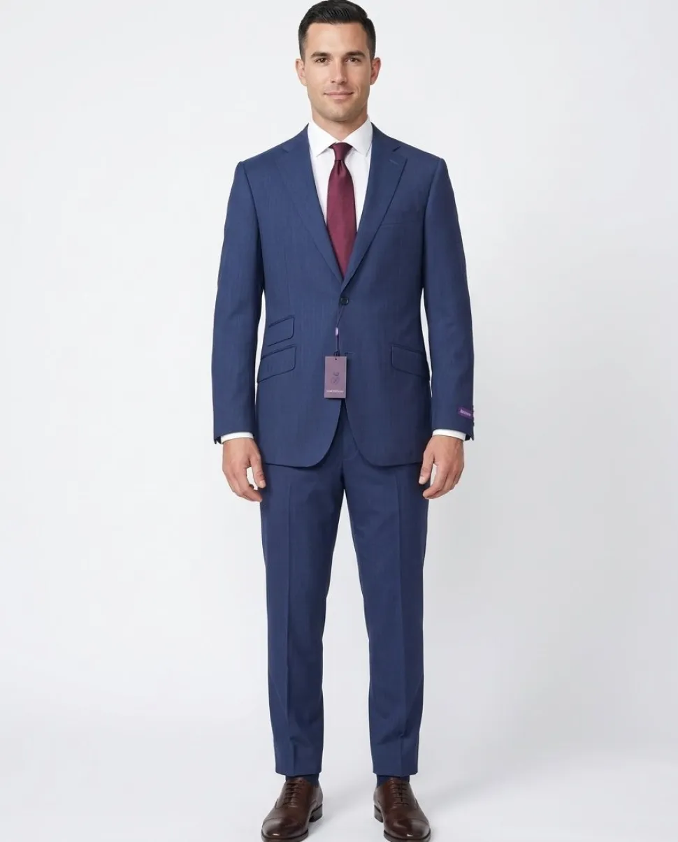 Napoli Mens 42L Blue 100% Wool Classic Fit 2 Piece Suit