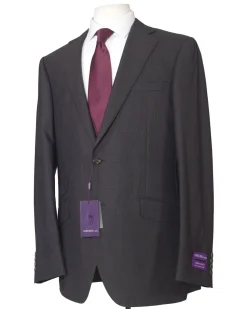 Napoli Mens 44L Brown Check Super 150s 100% Wool Slim Fit 2 Piece Suit