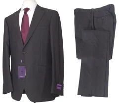 Napoli Mens 44L Brown Check Super 150s 100% Wool Slim Fit 2 Piece Suit
