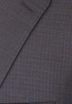 Napoli Mens 44L Brown Check Super 150s 100% Wool Slim Fit 2 Piece Suit