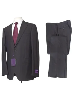 Napoli Mens 44L Brown Check Super 150s 100% Wool Slim Fit 2 Piece Suit