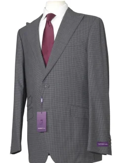Napoli Mens 44L Charcoal Gray Check 100% Wool Slim Fit 2 Piece Suit