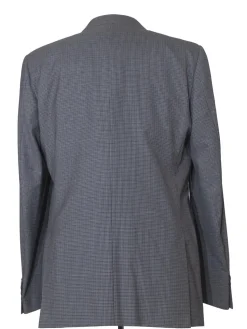 Napoli Mens 44L Charcoal Gray Check 100% Wool Slim Fit 2 Piece Suit