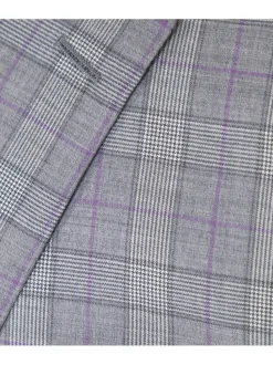 Napoli Mens 44L Gray Glen Check 100% Reda Wool Slim Fit 2 Piece Suit