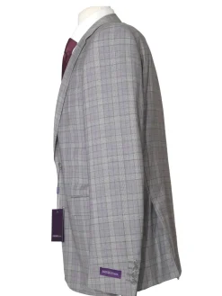 Napoli Mens 44L Gray Glen Check 100% Reda Wool Slim Fit 2 Piece Suit