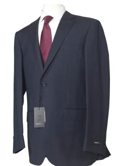 Napoli Mens 42L Navy Blue Check 100% Wool Classic Fit 2 Piece Suit