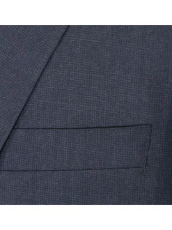 Napoli Mens 42L Navy Blue Check 100% Wool Classic Fit 2 Piece Suit