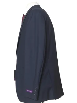 Napoli Mens 46L Navy Blue Plaid 100% Wool Slim Fit 2 Piece Suit